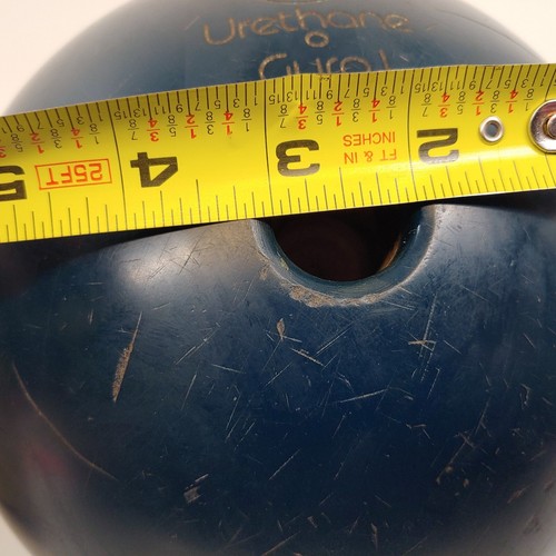 Vintage Ebonite Bowling Ball Gyro-balanced 14.24 lb Navy blue Urethane Gyro - Picture 9 of 10