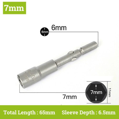 Hex No Magnetic Nut Driver Socket Wrench 4-19mm Impact Drill Bit 6mm Round Shank - Picture 14 of 25