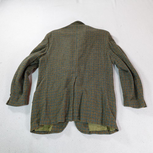 Vintage Sears Blazer Mens 42 Green Tweed Plaid 2 Button Jacket Academia Office - Picture 11 of 24