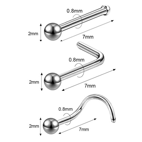 Piercing corporal en forma de L tornillo hueso nariz bola 10-100 piezas 2 mm - Imagen 5 de 10