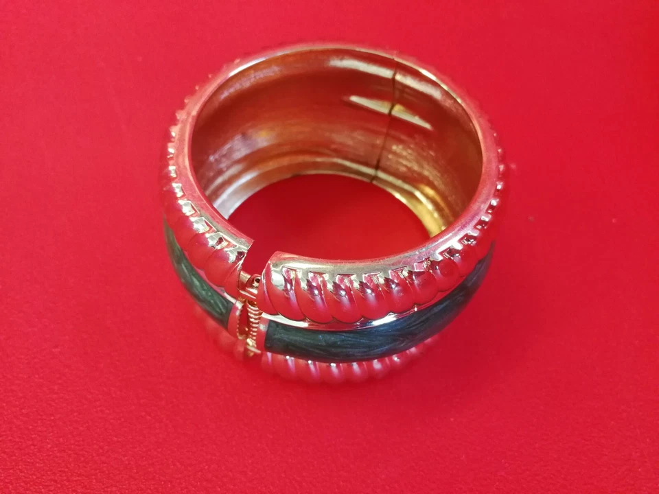 Pulsera Rígida Joyería Mujer Elegante Joya Lujo Moda Accesorios Metal Dorado Foto 4 de 4