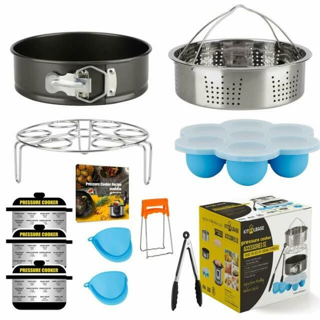 12 Piece Pressure Cooker Accessories Set 6Qt 8Qt Steamer Basket Pan Trivet Egg