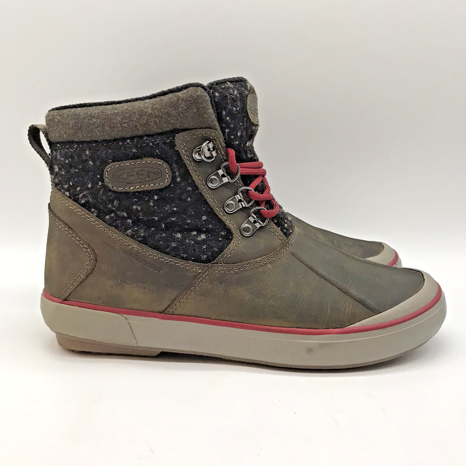 Stivali Keen Elsa II WP marroni impermeabili pelle anatra donna 9 5 W lana isolata