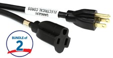 Pro Co E163-6 16-gauge NEMA 5-15P to NEMA 5-15R Power Extension Cord 2 Pack -