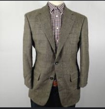 Oscar De La Renta sport-coat Brown Plaid Lambswool suit Blazer designer Sz 43R