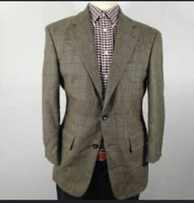 Oscar De La Renta Brown Plaid Lambswool Blazer, Suit Jacket , Sport Coat Sz 43R