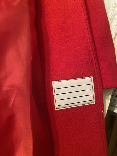 Rothschild Long Pleated Dress Coat Size L 14 Hooded Red Rosettes Retro Paris - Picture 5 of 8