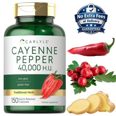 Cayenne Pepper 40,000 HU (Capsicum annuum) with Ginger & Hawthorn, 150 Capsules