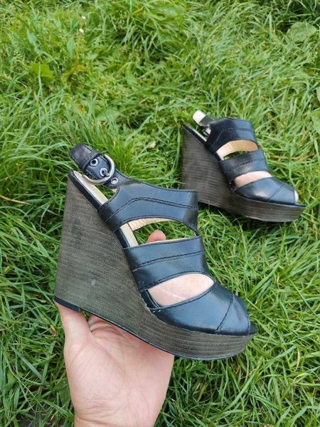 Women Coach Heels Black Leather 35 #1RZ9