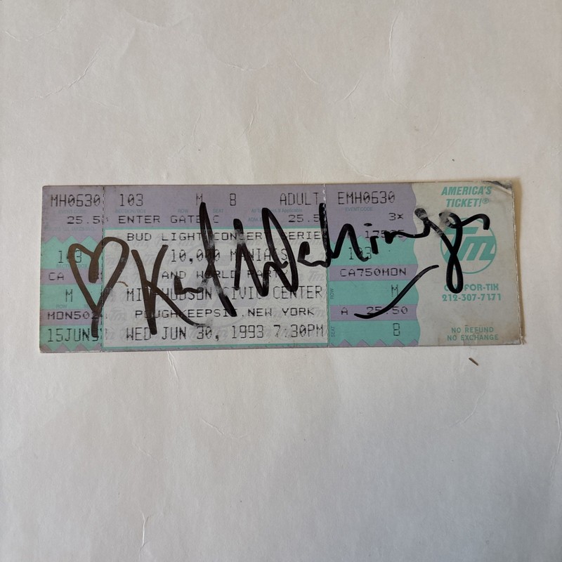 Karl Walinger Signed ticket 10000 Maniacs and World Party June 30 1993 Civic Ctr