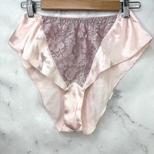Vintage 80s Victorias Secret Panties Hi Cut S Silky Satin Sleep Lace Tap Pant