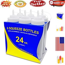 Clear 24oz Wide Mouth Squeeze Bottles - Pack of 6