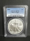 2005 $1 American Silver Eagle Coin PCGS MS70 Classic Blue Label