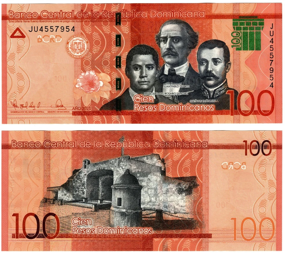 2025 Dominican Republic 100 Pesos Banknote P190 UNC New Date - Bild 1 von 1