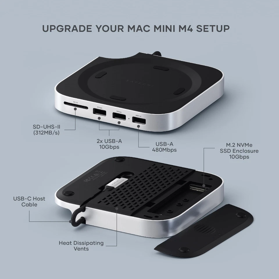 Mac mini M4 Hub & Stand with NVMe SSD Enclosure, Mac mini M4 Dock with 2xUSB ... - Image 2 of 4