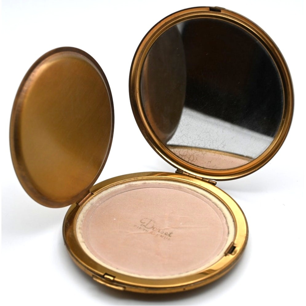 Vintage Dorset Fifth Avenue Compact 1950s Brass Enamel Eastern Star Fraternal