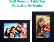 2 Pcs 4x6 inch Picture Frames Wood for Table Top Display and Wall Mounting Black