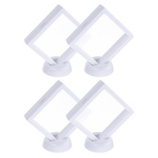 4Pcs 3D Floating Display Case 3.54 x 3.54 x 0.8 Inch Display Holder White