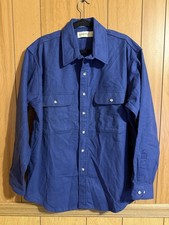 VTG St John s Bay Chamois Cloth Blue Button Up Shirt XL Cotton USA Made Heavy