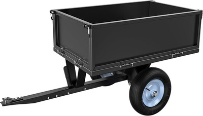 Heavy Duty 500Lb Steel Tow-Behind Dump Cart for Lawn Tractors - Black