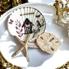 Sea Shell Decor Decoupage Trinket Jewelry Dish Bird Butterfly Be In The Moment