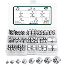 SAE Lock Nuts Assortment Kit, 220PCS Nylon Insert Nut Sets, 304 Stainless