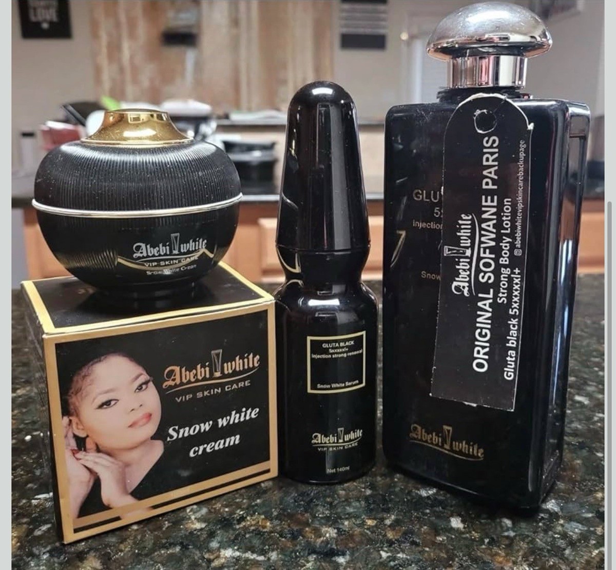 Abebi white Gluta Black 5XXXXX+ Snow White Body Lotion , Face Cream And Serum 3p Abebi white Gluta Black 5XXXXX+ Snow White Body Lotion , Face Cream And Serum 3p