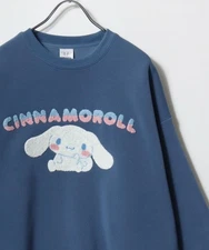 Sanrio Characters Cinnamoroll Brushed Lining Oversized Sweatshirt DBlue 2025AW
