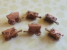 Lot of 6 Copper Colored Metal Vintage Wagon Wheel Charms