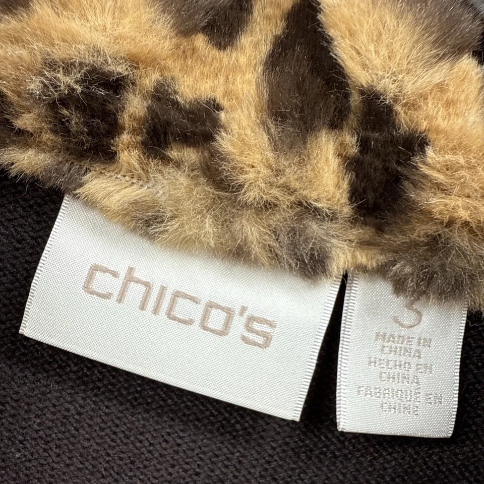 Chaleco para mujer Chicos talla XL leopardo imitación piel cremallera frontal llamativo otoño capa tejido Foto 4 de 4