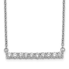 14k White Gold 1/2 carat Diamond Bar Pendant Necklace 18" for Women