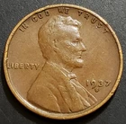 1937 S Lincoln Wheat Cent, Uncleaned, Actual Coin As Found Shown In Both Photos
