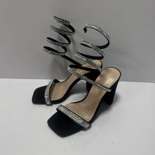 Top moda Black Strappy Women's Shoes 5.5 size very sexy block heels