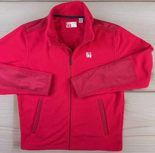 Chik Fil A Jacket Fleece Sweater Red Restaurant Employee Full Zip Unisex Sz L