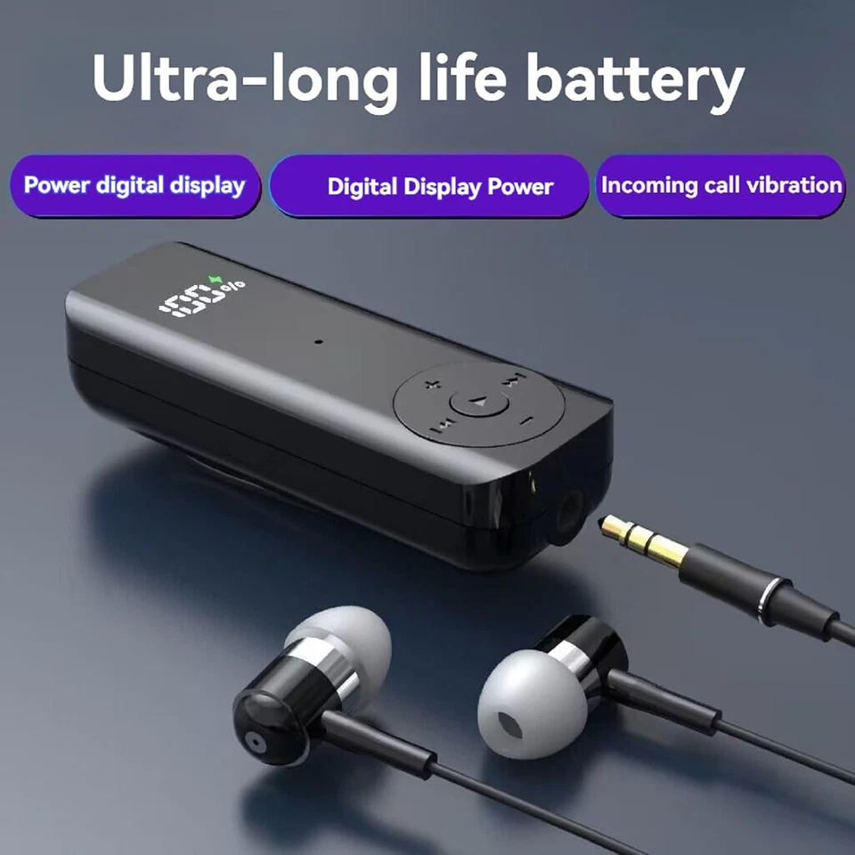 Receptor de audio inalámbrico Bluetooth, adaptador portátil, auriculares inalámbricos intrauditivos con Foto 2 de 4