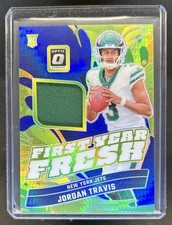 2024 Donruss Optic Jordan Travis First Year Fresh RC Jersey Blue Hyper #FYF-JTS