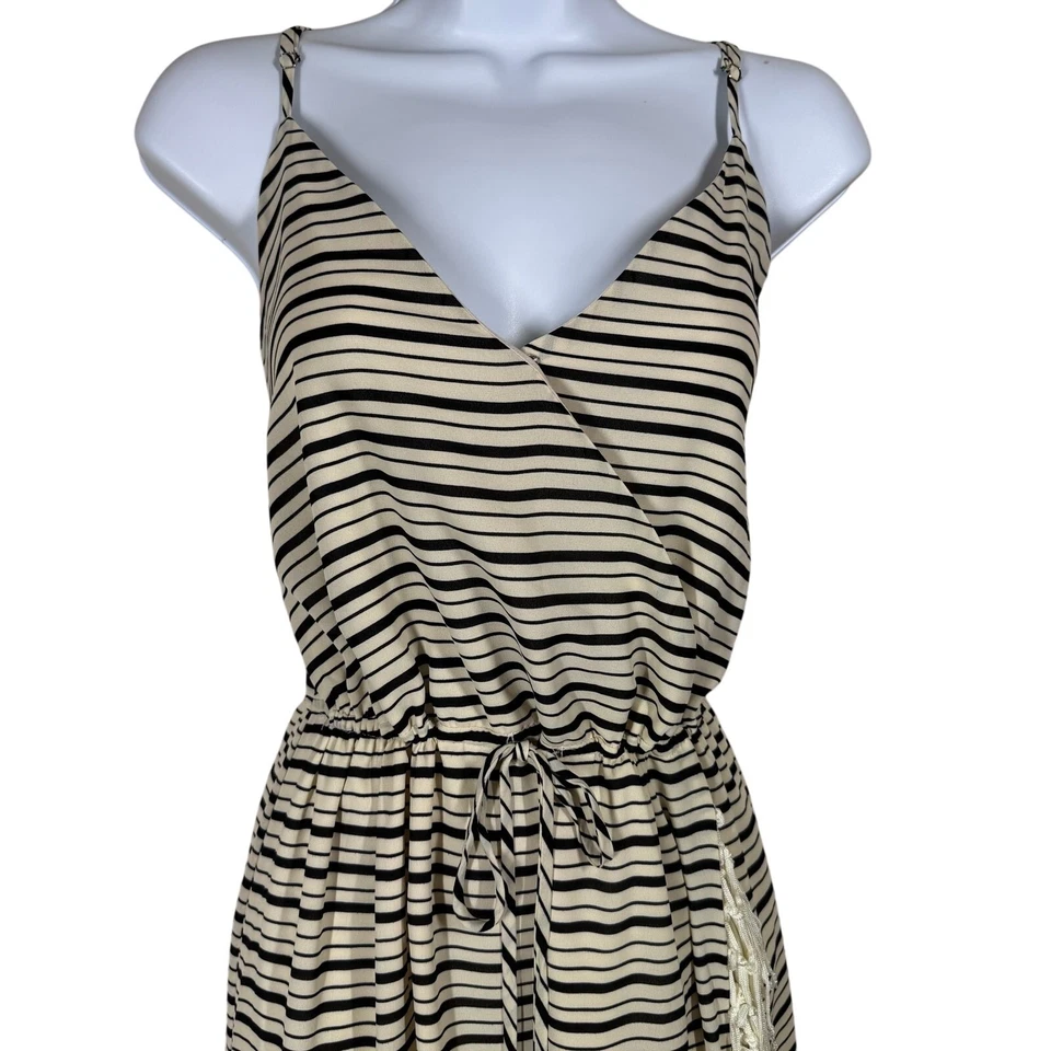 Maxi Vestido Greylin Rayas Flecos Imitación Envolvente Para Mujer XS Bohemio Preppy Resort Foto 2 de 4