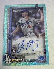 2025 Topps Chrome #RA-JWR Justin Wrobleski Aqua Wave Auto /199 LA Dodgers