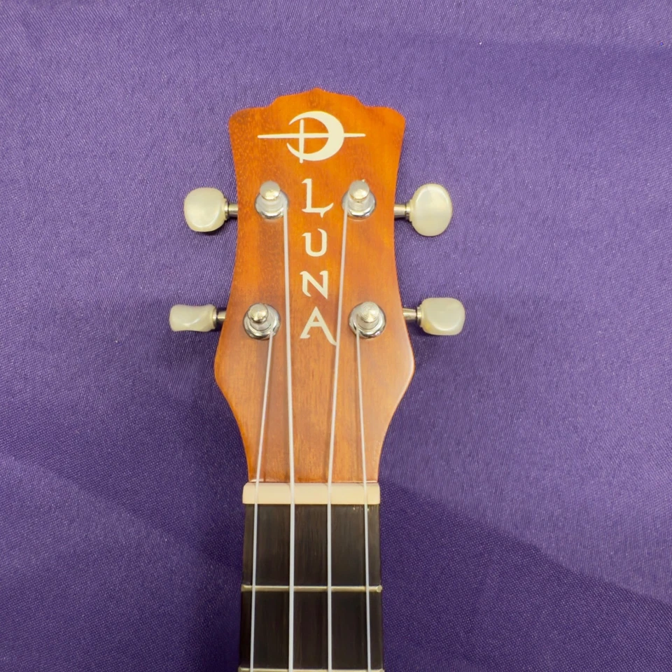 Luna Peace Soprano Ukulele Mahogany Laser Etched Peace Sign Design - Image 2 of 4
