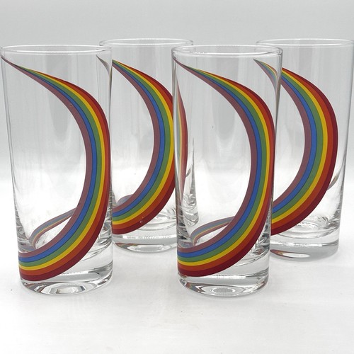 Set 4 bicchieri vintage Rainbow Swirl Highball Retro Pride 12 once