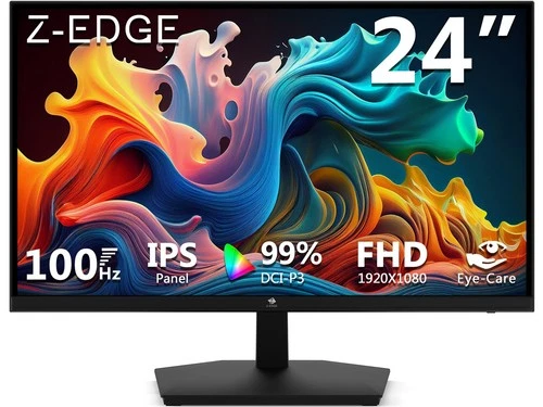 Z-EDGE 24" 1920x1080 FHD 100Hz Ultra Slim Bezel IPS Monitor, HDMI + VGA, EyeCare
