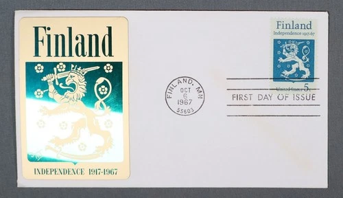 MayfairStamps US FDC 1967 Minnesota Independence Finland Tied Metallic First Day