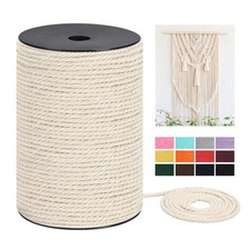 4mm x 240 Yards Natural 3 Strand Twisted Cotton Macrame Cord Rope Wall Crafts