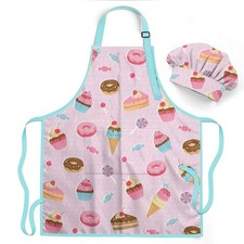 Kids Apron with Chefs Hat Set Kitchen Cooking Baking Gifts for Children