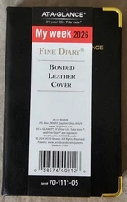 2026 AT-A-GLANCE Bonded Leather 3" x 5" Calendar Year Weekly & Monthly Planner
