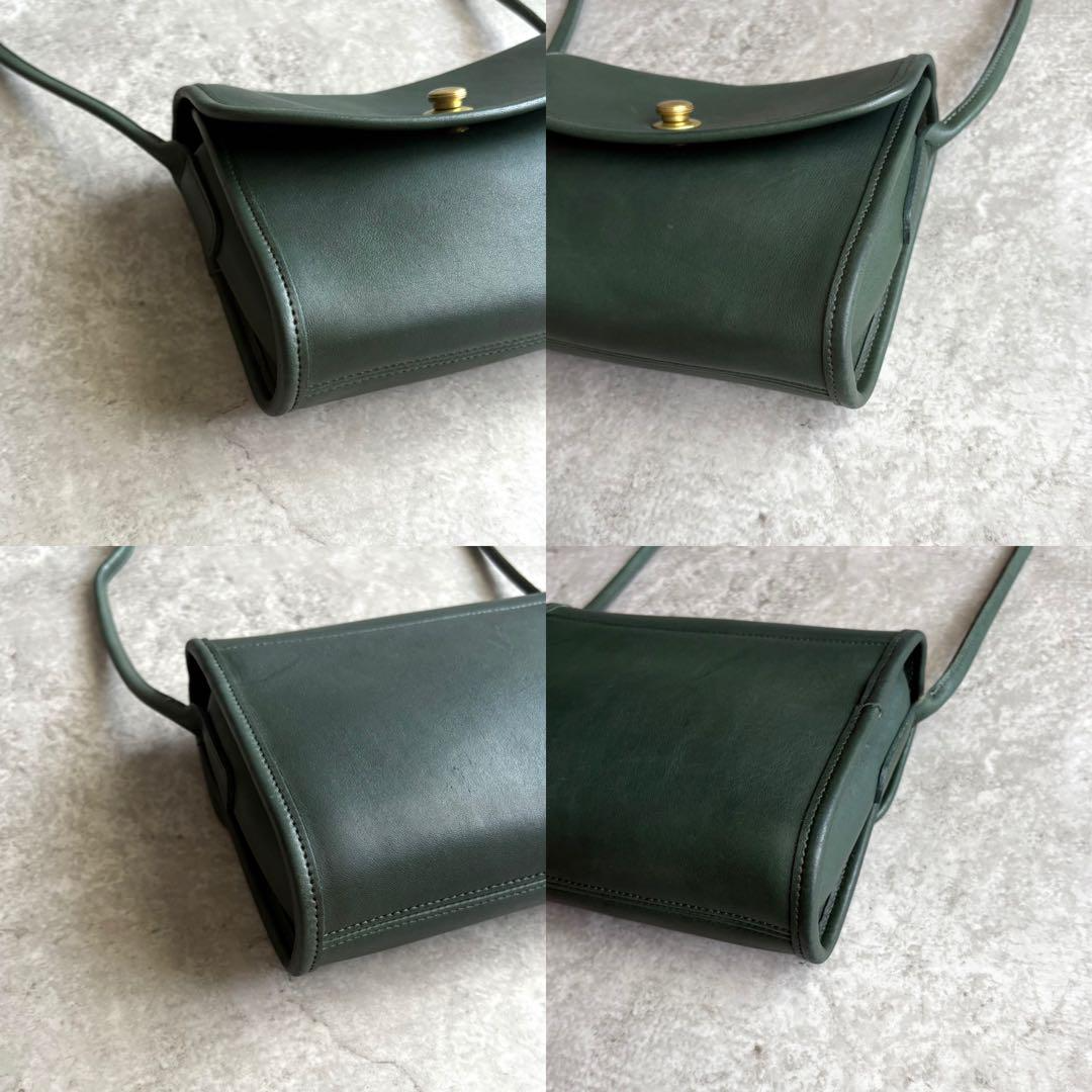 Vintage Coach Chrystie GREEN Leather Crossbody Bag Purse