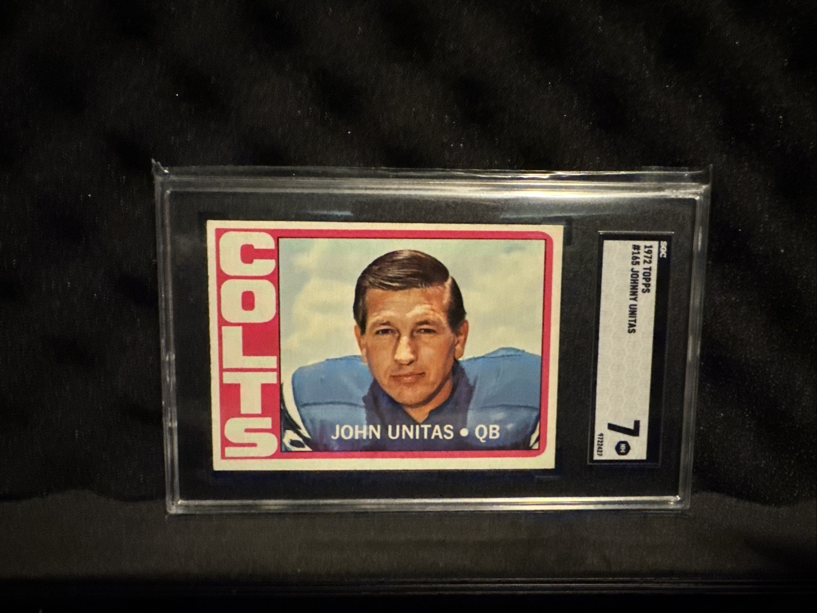 1972 Topps #165 Johnny Unitas Baltimore Colts NFL Football Card (SGC 7 NM+)