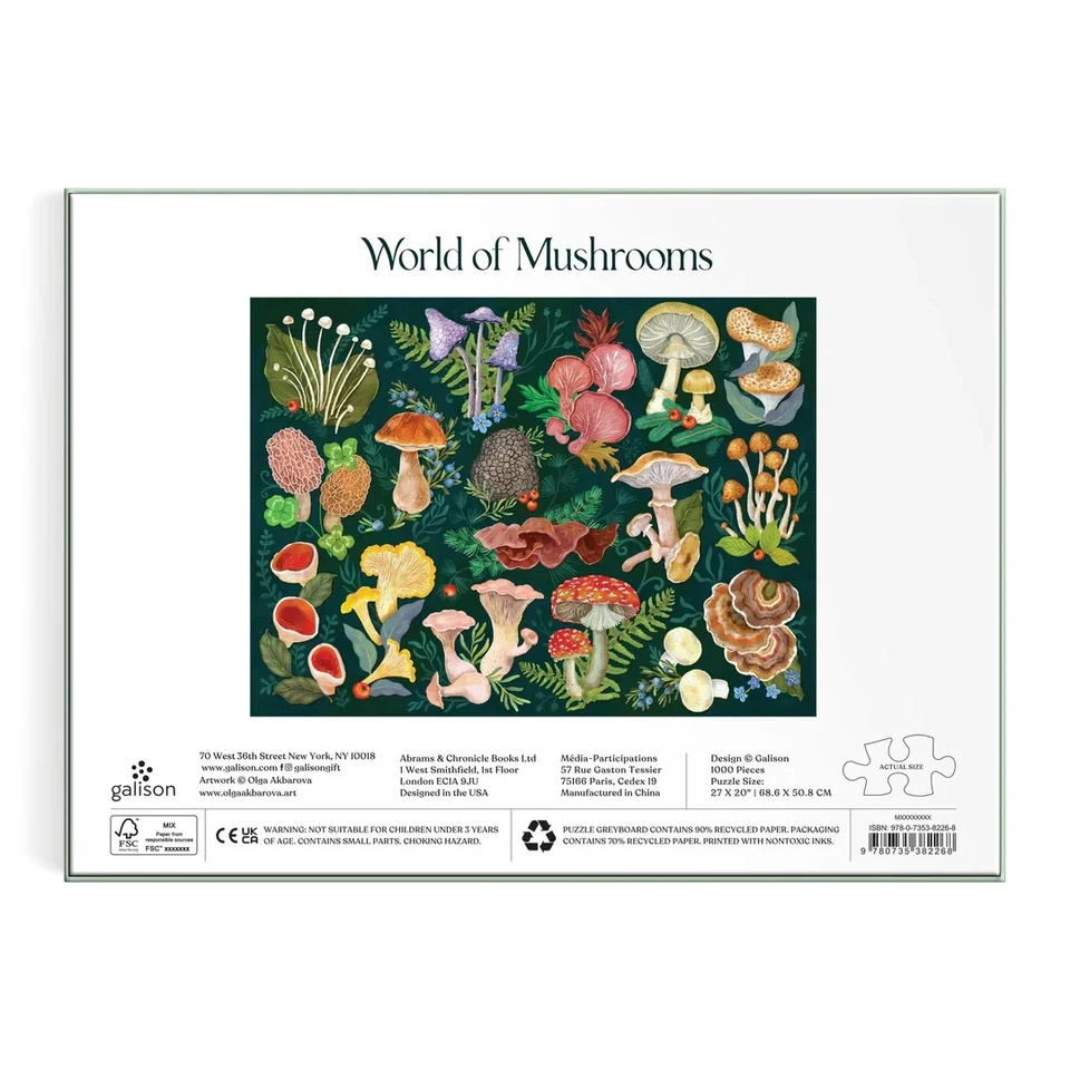 Rompecabezas caprichoso Galison World of Mushrooms 1000 piezas NUEVO EN CAJA Foto 4 de 4