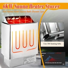 9KW,Sauna Heater Stove, Dry, Stainless Steel, Digital Control Max. 90ºC (195ºF )