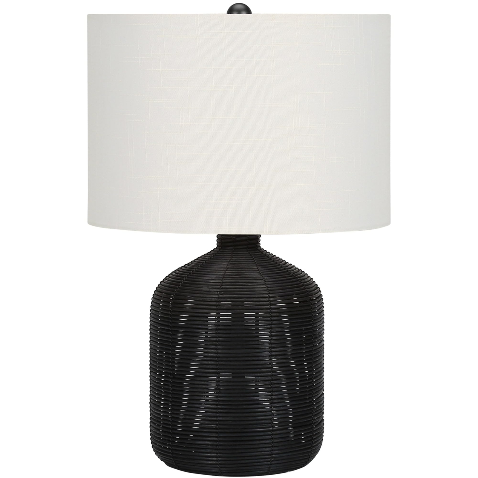 I 9734 LightingTable Lamp, Black Rattan, Ivory/Cream Shade, Modern